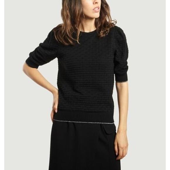 Erotokritos Phiphie Textured Sweater 3 Black Open Knit Cotton Blend Whimsygoth - Picture 1 of 7